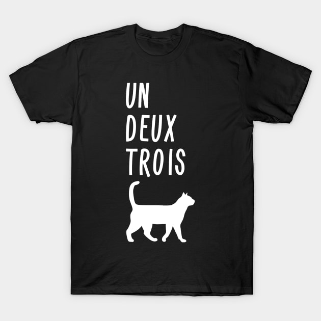 Un Deux Trois Cat Shirt Funny French Teacher Gift T-Shirt by Alison Cloy